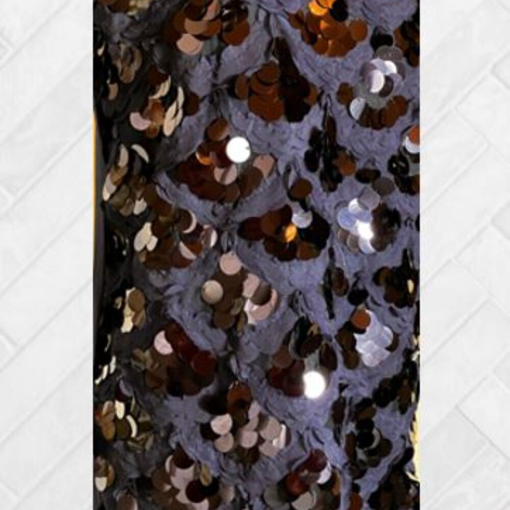 Sexy Sequin Slip Dress in Navy with Scallop Motif  EUC  Size Large - Picture 4 of 13